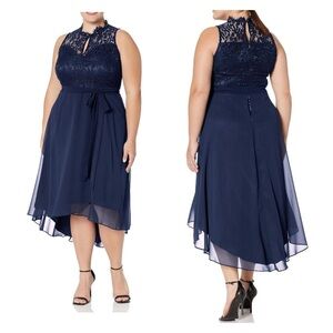 City Chic size 18 sleeveless navy blue dress high low lace mother bridesmaid
